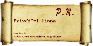 Privári Minna névjegykártya